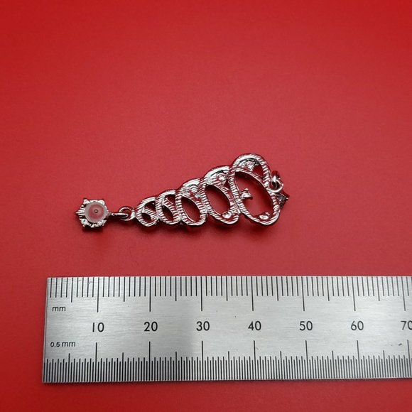 Silver Tone Beautiful Crystal Christmas Tree Dangle Earrings - Picture 5 of 6